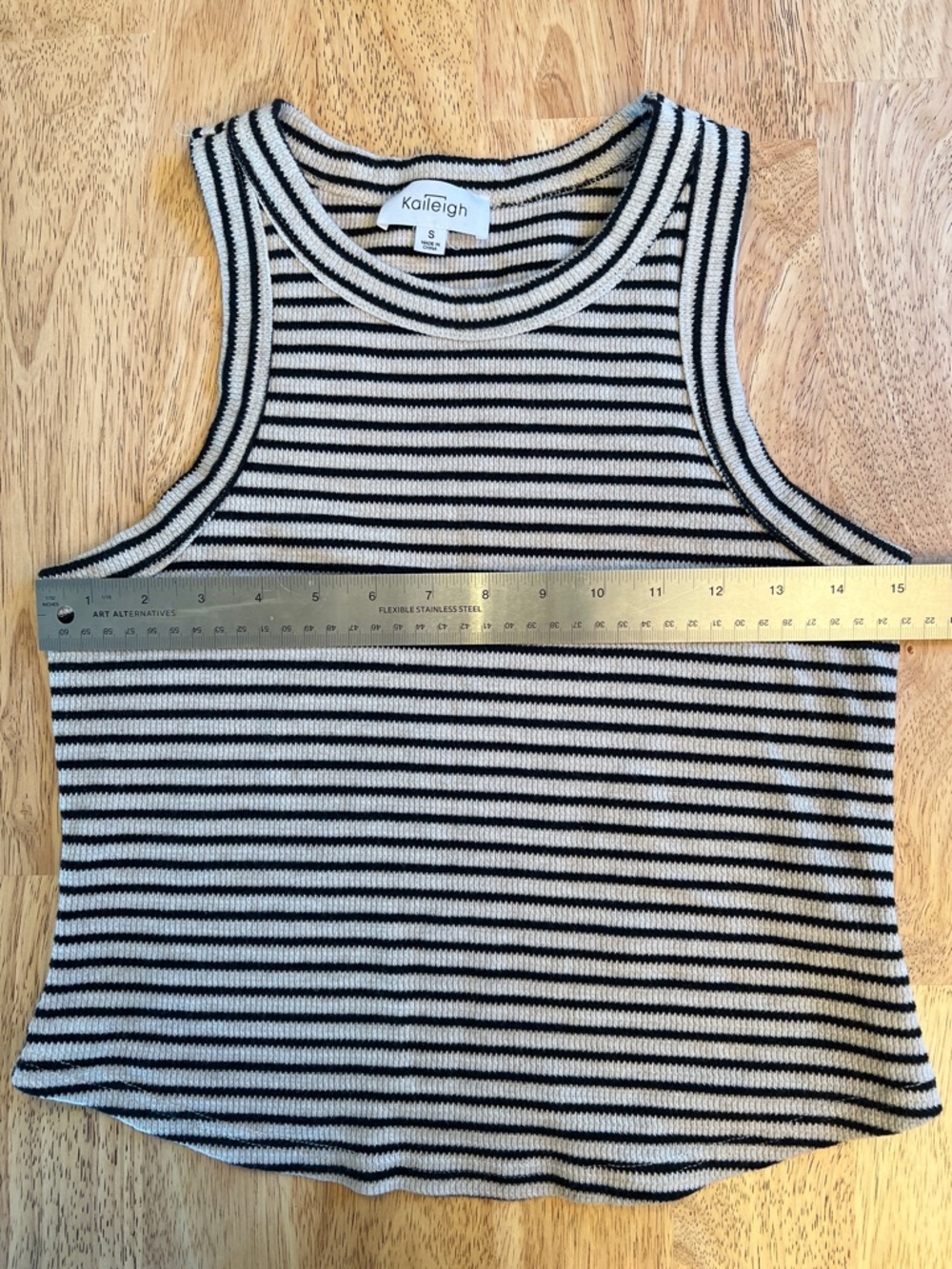 Kaileigh Racerback Striped Tank Top Black/Tan Size Small - Picture 10 of 11